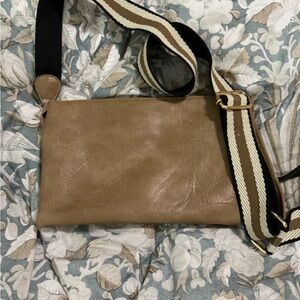Cute Tan (Faux)  Leather Crossbody Bag